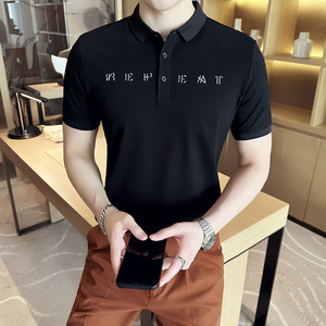 夏季男士休闲短袖polo衫 潮流修身翻领半袖t恤卡其色C60024-P58图片