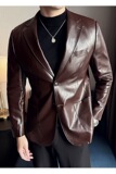 皮衣男西装外套韩版修身帅气潮流休闲二粒扣男士西服X936-P155，男装西服套装，电商C308