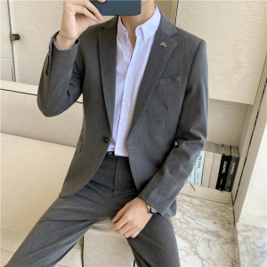 轻熟风ins韩版修身男士休闲西服二件套 新郎西装套装LJT24-P230图片