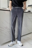 ins轻熟风宽松时尚丝绒休闲西裤阔版纯色直筒长裤K22-P75，男装西裤，电商C308