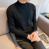 秋冬韩版半高领修身打底衫中领套头纯色针织衫毛衣潮男MY1-P45，男装T恤，电商C308