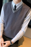 秋冬毛衣马甲套头V领针织衫背心无袖保暖坎肩上衣黑色MY3-P45，男装背心/马甲，电商C308