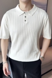 夏季男士休闲polo衫t恤潮流修身翻领半袖polo衫白色C72006-P58，男装T恤，电商C308