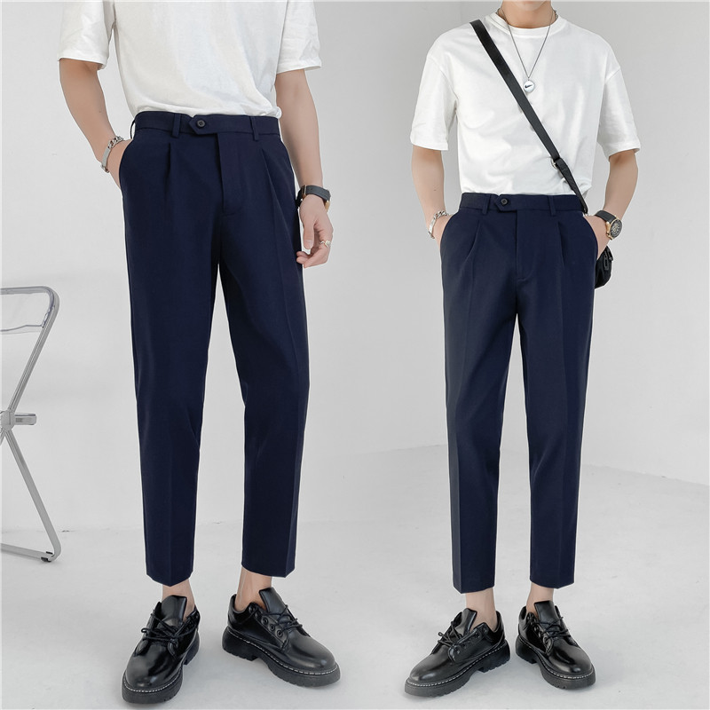 轻熟风时尚纯色休闲裤韩版纯色小脚九分西裤K20-P65，男装西裤，电商C308