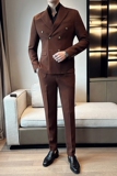 华夫格西装两件套男士套装双排扣休闲西服套装浅绿色LJT906-P225，男装西服套装，电商C308