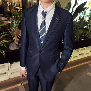 秋冬款 英伦韩版修身男士商务休闲纯色西服外套米白色 X888-P150图片
