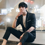 春夏款潮男修身中袖男士西服+九分裤套装TZ118-P195，男装西服，电商C308