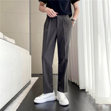 轻熟风ins宽松时尚条纹休闲西裤阔版纯色直筒长裤K23-P75，男装西裤，电商C308