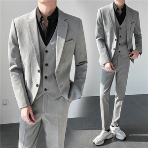 轻熟风ins秋冬韩版修身男士休闲二粒扣纯色西服三件套SJT961-P280图片
