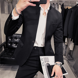 20秋冬款 韩风时尚修身商务立领男士西服套装 LJT954-P230,男装西服套装,电商C308