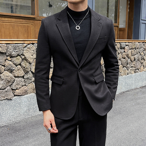 秋冬高级感星空呢面料西服 男士英伦一粒扣纯色西装外套X926-P135图片