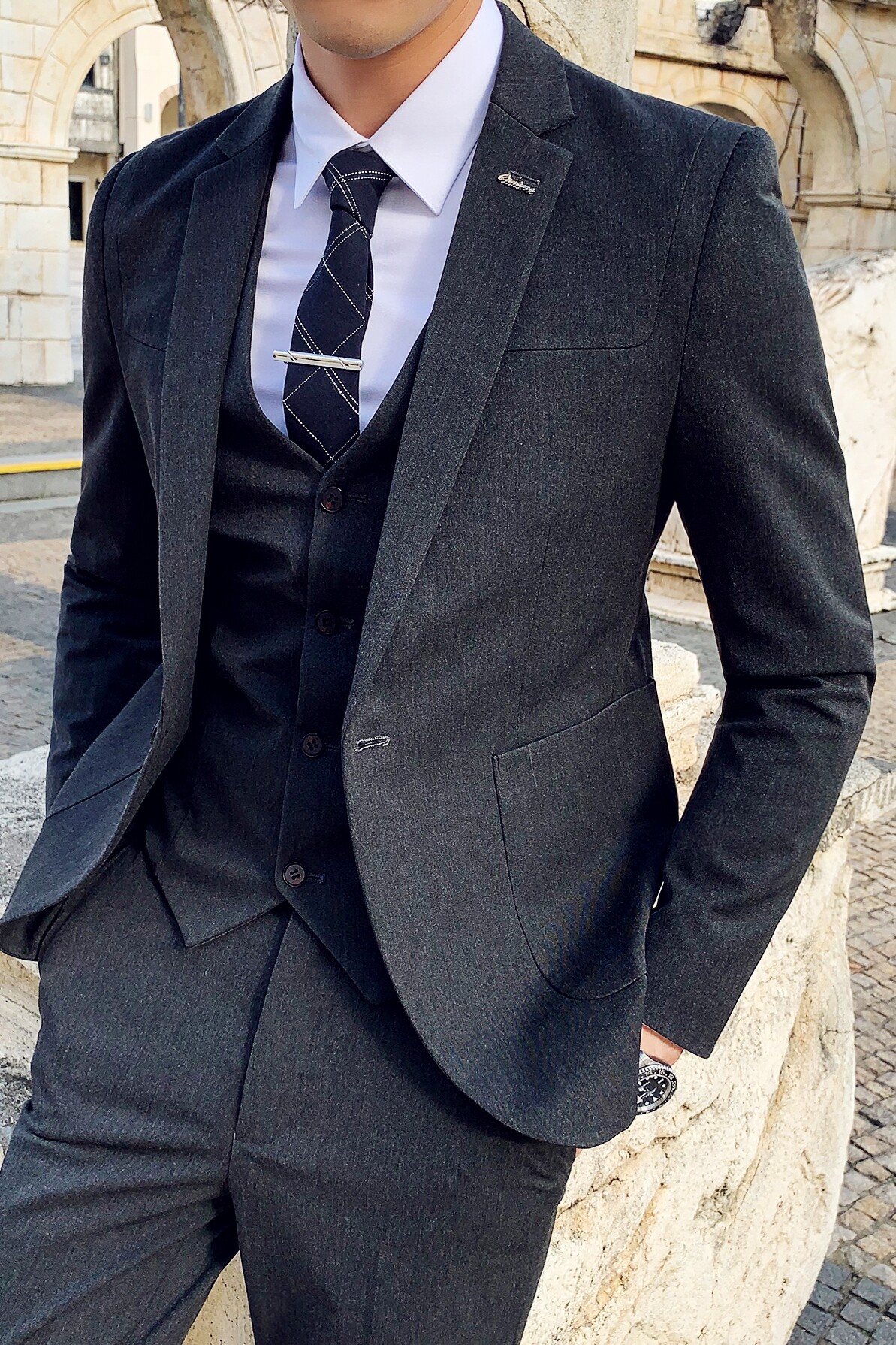 英伦韩版修身男士西服三件套TZ146-P290,男装西服,电商C308