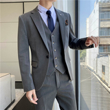 轻熟风ins韩版修身男士休闲西服三件套新郎西装套装SJT24-P295，男装西服套装，电商C308