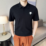 夏季男士休闲polo衫t恤潮流修身翻领半袖polo衫白色C10010-P58，男装T恤，电商C308