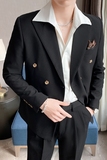 高级感休闲双排扣小西服男外套韩版修身英伦痞帅单西装X02-P155，男装西服套装，电商C308