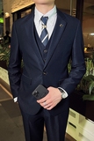 英伦韩版修身男士休闲商务西服三件套新郎套装灰色SJT888-P285，男装西服，电商C308