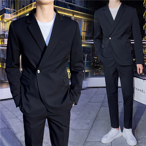 高质量男性西装轻熟风韩版修身男士休闲西服套装LJT830斜扣-P220