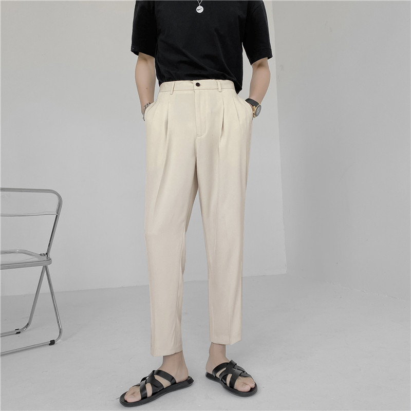 春夏款轻熟风微宽时尚休闲九分裤阔版纯色九分西裤K15-P65，男装西裤，电商C308