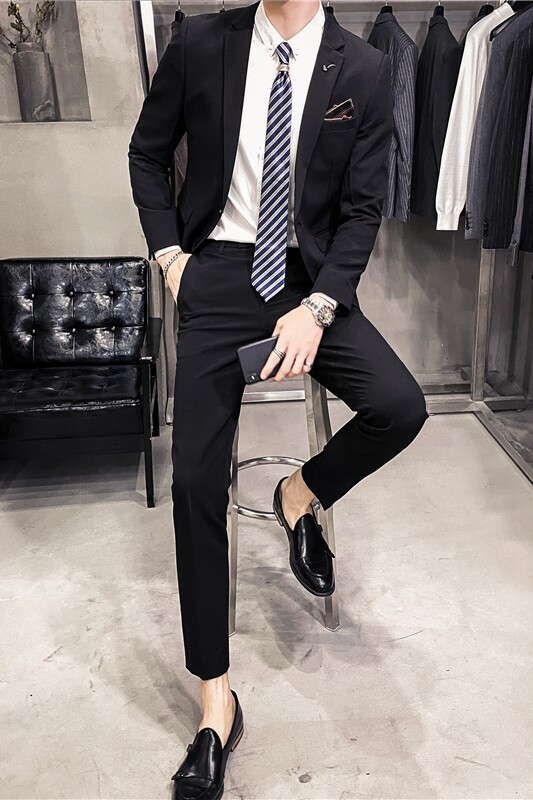 20秋冬款英伦韩风时尚纯色修身男士西服套装LJT955-P205,男装西服套装,电商C308