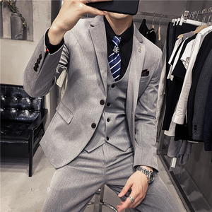 秋冬款 英伦韩风修身男士二粒扣商务西服三件套 SJT961-P280图片