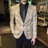 秋冬款英伦韩版修身男士商务休闲单排扣西服外套灰色X09-P155，男装西服，电商C308