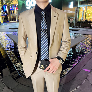 秋冬款 英伦韩版修身男士商务休闲纯色西服外套黑色X888-P150图片