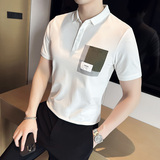 男士休闲polo衫t恤潮流修身翻领半袖polo衫白色C60038-P58，男装T恤，电商C308