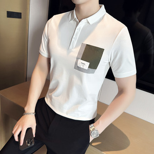 男士休闲polo衫t恤 潮流修身翻领半袖polo衫白色C60038-P58图片