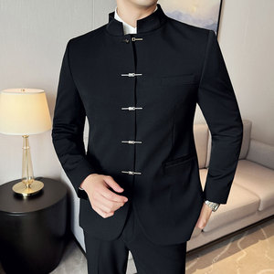 新中式新郎西服套装婚礼伴郎礼服男士高级感立领西装LJT938-P205图片