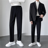 秋冬ins轻熟风宽松时尚休闲西裤阔版纯色直筒长裤K27-P75，男装西裤，电商C308