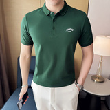 夏季男士休闲polo衫t恤潮流修身翻领半袖polo衫绿色C60045-P58，男装T恤，电商C308
