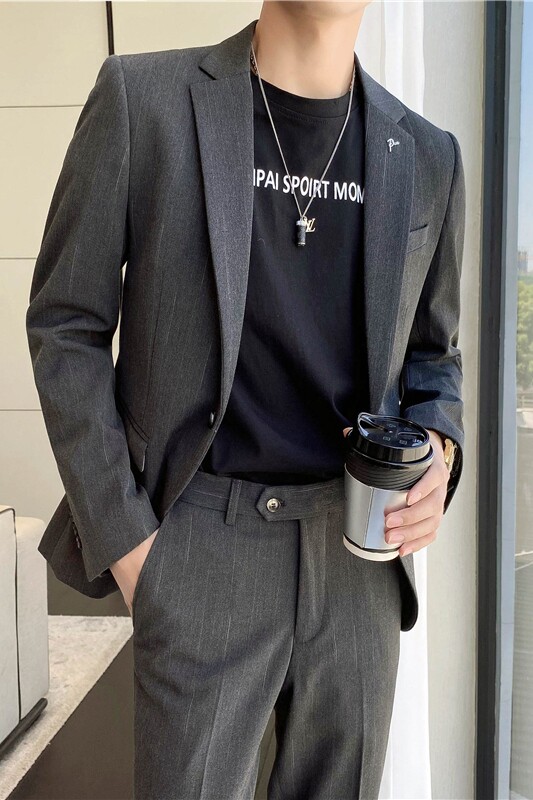 秋冬轻熟风ins韩版修身男士休闲西服外套新郎伴郎小西装X24-P155,男装西服套装,电商C308