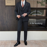 英伦修身男士双排扣纯色西服三件套新郎伴郎礼服套装SJT913-P265，男装西服，电商C308