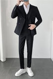 轻熟风ins韩版修身男士双排扣条纹西服三件套装SJT903A-P265，男装西服，电商C308