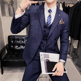 20秋冬款韩版修身条纹双排扣男士西服三件套SJT903A双排扣-P265，男装西服，电商C308