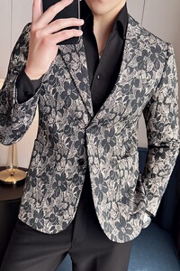 英伦韩版修身男士商务休闲刺绣花式西服男外套X932-P155图片
