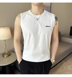 夏季男士潮流纯色圆领字母T恤英伦流行无袖男士体恤B7730-P43，男装T恤，电商C308