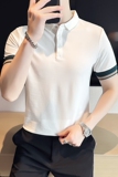 夏季男士休闲polo衫t恤潮流修身翻领半袖polo衫黑色C60025-P58，男装T恤，电商C308