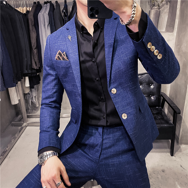 20秋冬款韩版修身竹节暗纹男士二粒扣休闲西服外套X907-P135，男装西服，电商C308