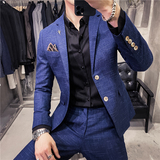 20秋冬款韩版修身竹节暗纹男士二粒扣休闲西服外套X907-P135，男装西服，电商C308
