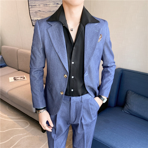 高级感休闲二粒扣小西服男外套 韩版修身英伦痞帅单西装X05-P155图片