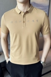 夏季男士休闲短袖polo衫潮流修身翻领半袖t恤卡其色C60024-P58，男装T恤，电商C308