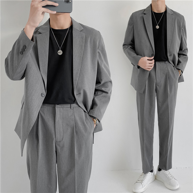 24春夏轻熟风英伦纯色西服套装阔版宽松休闲小西装TZ17-P220,男装西服套装,电商C308
