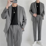 24春夏轻熟风英伦纯色西服套装阔版宽松休闲小西装TZ17-P220，男装西服套装，电商C308