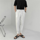 轻熟风微宽时尚休闲裤韩版纯色缩脚九分西裤K19-P65，男装西裤，电商C308