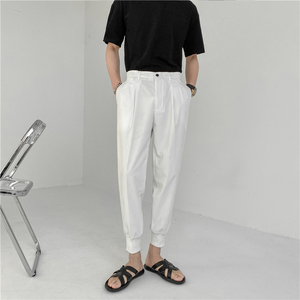 輕熟風(fēng)微寬時(shí)尚休閑褲 韓版純色縮腳九分西褲 K19-P65圖片