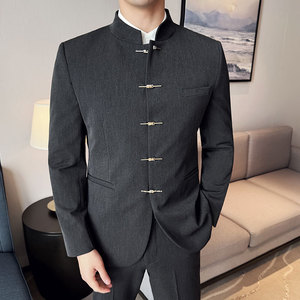 新中式新郎西服套装婚礼伴郎礼服男士高级感立领西装LJT938-P205图片