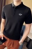 男士休闲polo衫t恤潮流修身翻领半袖polo衫白色C60045-P58，男装T恤，电商C308