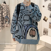 Демисезонная акула, трикотажный шерстяной свитер, трикотажная одежда для верхней части тела, коллекция 2021, оверсайз, с рукавом