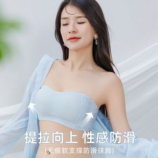 薄款 无肩带防滑不掉内衣女无痕隐形抹胸小胸聚拢夏季 防走光文胸罩